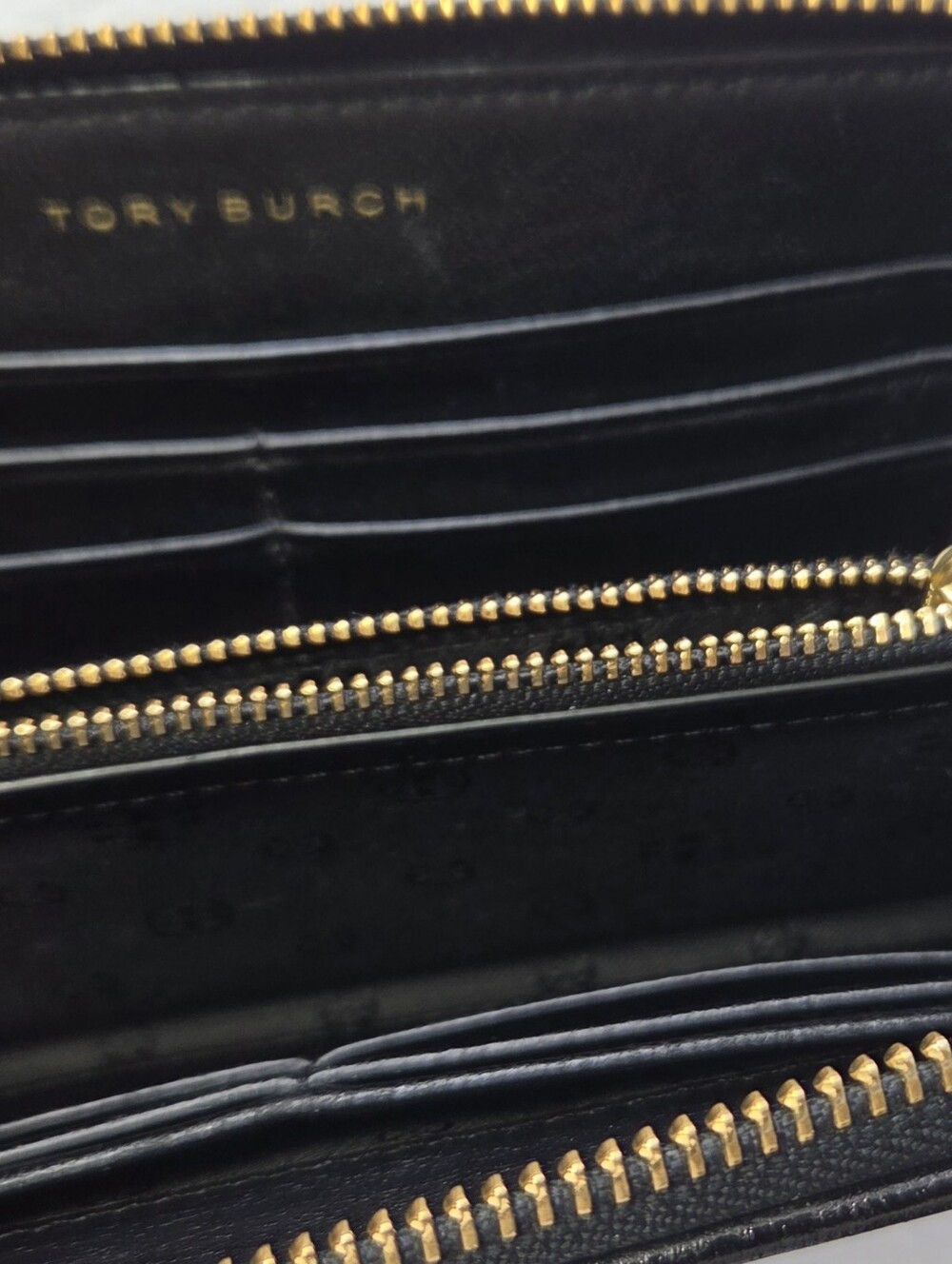 Tory Burch Black Quilted Black Leather Long Wallet from Fleming Collection EUC - Picture 10 of 13
